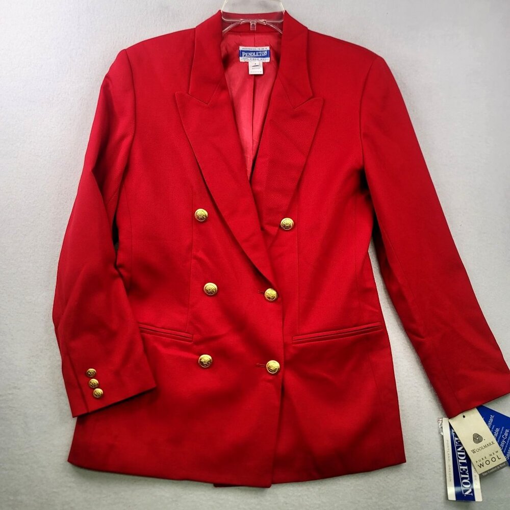Vintage 90s Pendleton Double Breasted Wool Blazer 4 Red Quiet Luxury Old Money